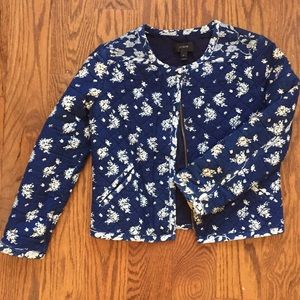 JCrew Indigo Floral Quilted Jacket Size 0